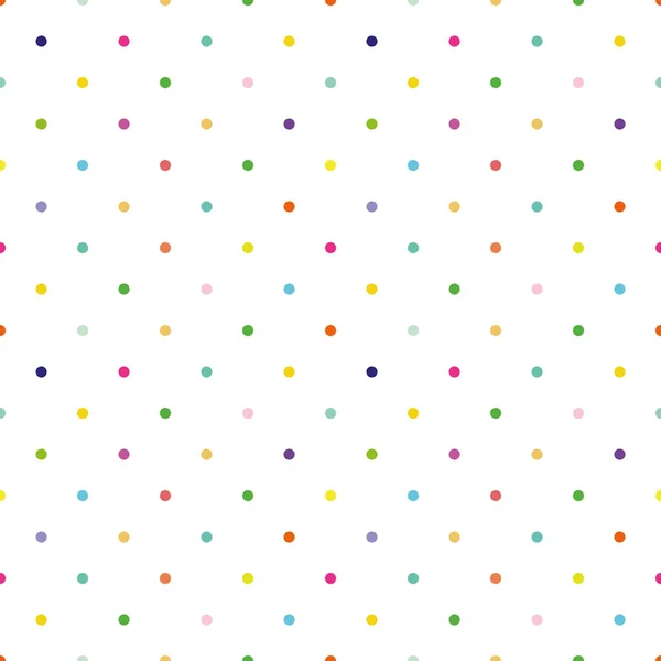 Ditsy вектор полька точка бесшовный фон шаблона. Маленькие круги ярко-разноцветные. Регулярное геометрическое повторение конфетти. Летом или в день рождения концепция празднования — стоковый вектор