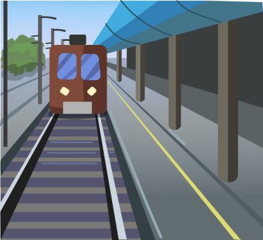 Tren istasyonu, tren istasyonu, şehir manzarası.