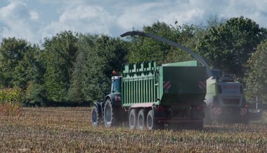 Almanya - Schleswig Holstein - 02 Ekim 2016: mısır hasat Mısır ürün tarım sektörü için