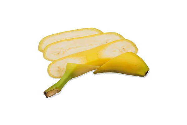 Banana cut into strips on neutral background — Stock Photo, Image
