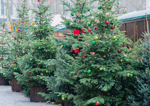 Árvore de Natal decorada com bolas de Natal — Fotografia de Stock