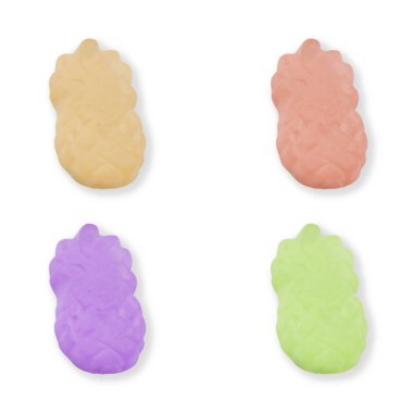 Beyaz arka planda göl kenarında şeker meyve diş etleri