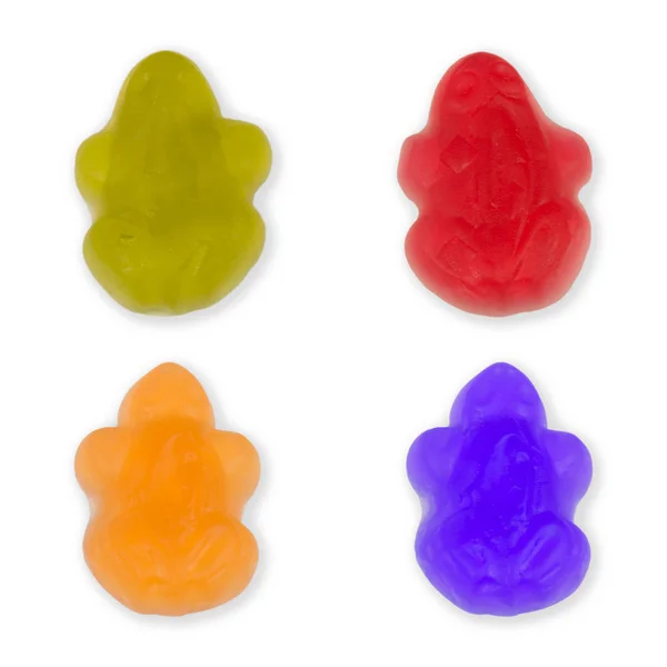 Gommes de fruits aux bonbons sur fond blanc Isolé — Photo