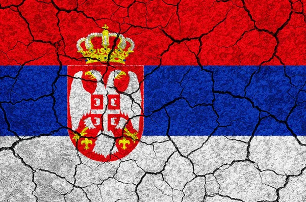 Serbia Flag on a white stone wall edited — Stock Photo, Image