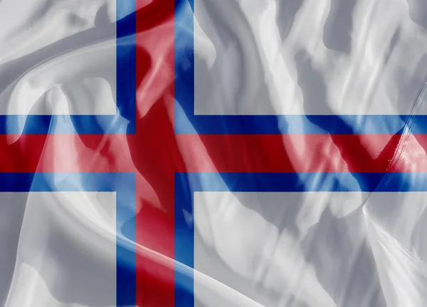 Flaga Wysp Owczych na tkaniny w zbliżeniu — Zdjęcie stockowe