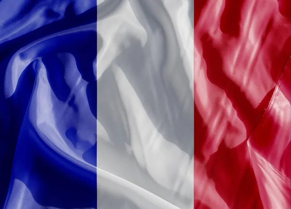 法国国旗上布在特写 — 图库照片