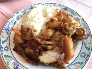 Closeup dokular için Çin yemeği açık büfe