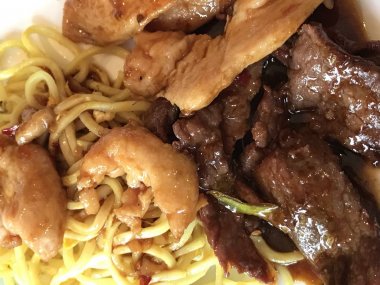 Closeup dokular için Çin yemeği açık büfe