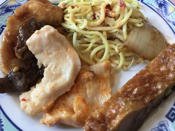 Buffet de comida chinesa em close-up para texturas — Fotografia de Stock