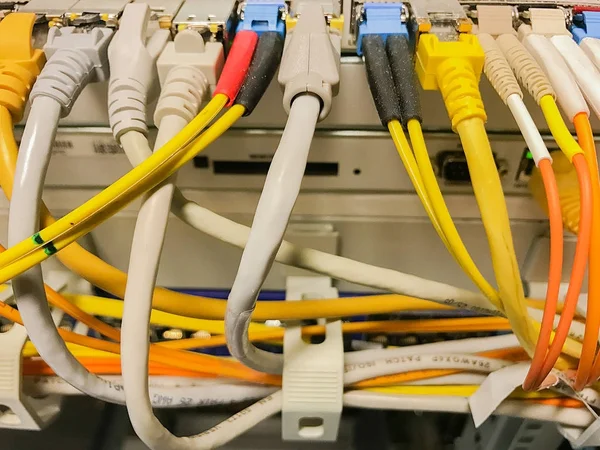 Network switch connections for network cable RJ45 — Stock Photo, Image