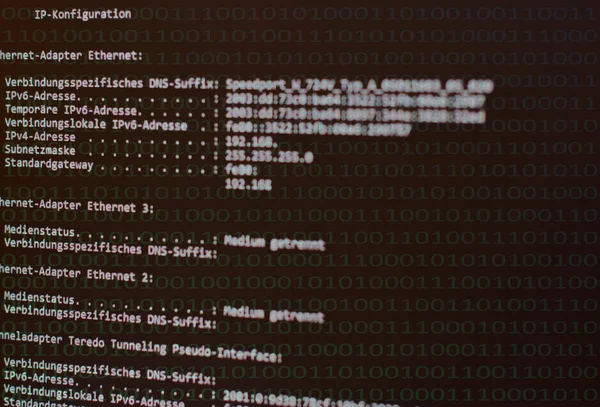 Endereços IP Exibe do computador em um monitor — Fotografia de Stock