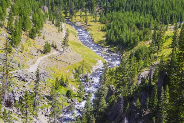 Parque Nacional de Yellowstone EE.UU. y manantiales geotérmicos —  Fotos de Stock