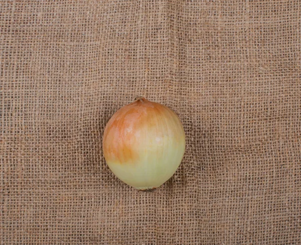 Onion photographed on a Jute fabric — Stock Photo, Image