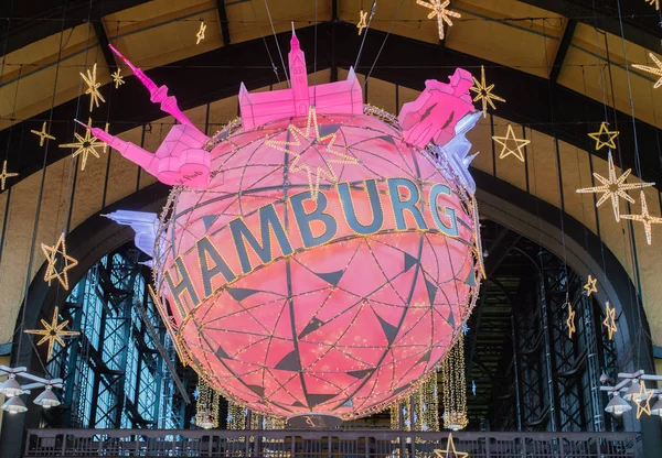 Grande Boule Noël Accroche Gare Centrale Hambourg — Photo
