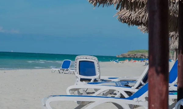 Sable Blanc Eau Turquoise Sur Plage Des Caraïbes Cuba Varadero — Photo