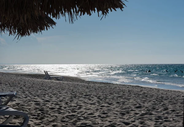 Biały Piasek Turkusowa Woda Karaibskiej Plaży Kubie Varadero — Zdjęcie stockowe