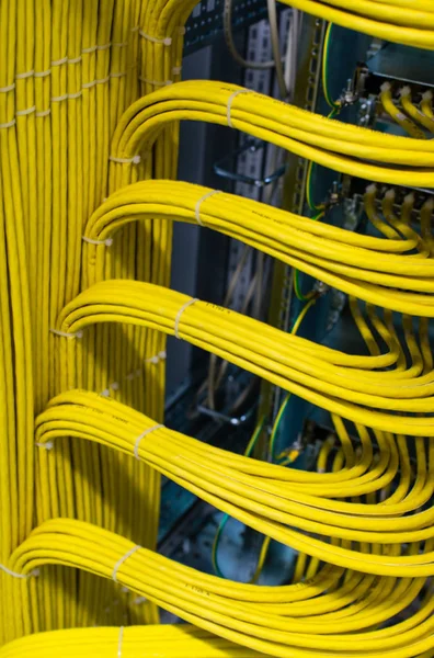 Netzwerkkabel Einem Netzwerkknoten Rechenzentrum — Stockfoto