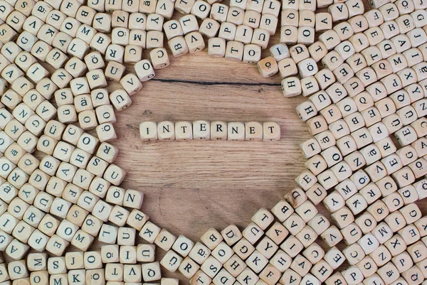 Internet German Text Internet Word Letters Cube Dices Table — Stock Photo, Image