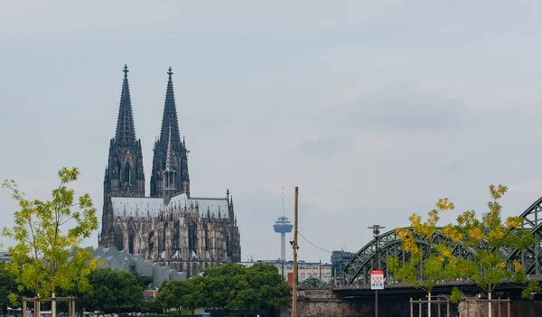Καθεδρικός Ναός Κολωνίας Και Γέφυρα Hohenzollern — Φωτογραφία Αρχείου