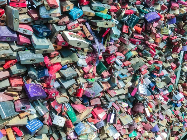 Colorful Love Lock Hohenzollern Bridge Cologne — Stock Photo, Image