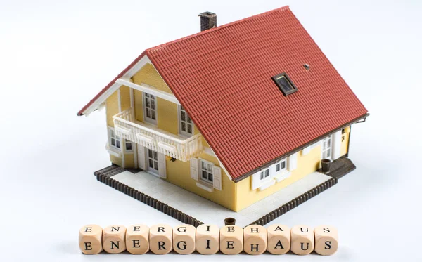 Energie German Text Energy Word Letters Cube Front Model House — Stock Photo, Image