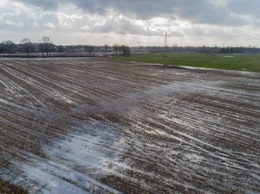 Yağmurlu bir mevsimden sonra mısır tarlalarının hava görüntüsü