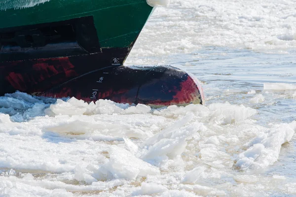 Ice breaker on frost patrol in the port of Hamburg