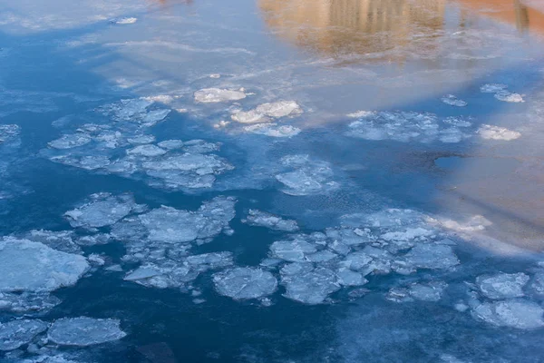 Glaces Flottantes Dans Port Hambourg — Photo