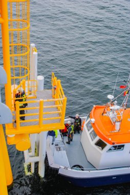 Schleswig Holstein - Kuzey Denizi, Almanya - 06 Ocak 2018: Rüzgar enerji şirketi repower bir rüzgar çiftliği in Schleswig Holstein - Kuzey Denizi, Natascha Kaukorat tarafından inşa ediyor