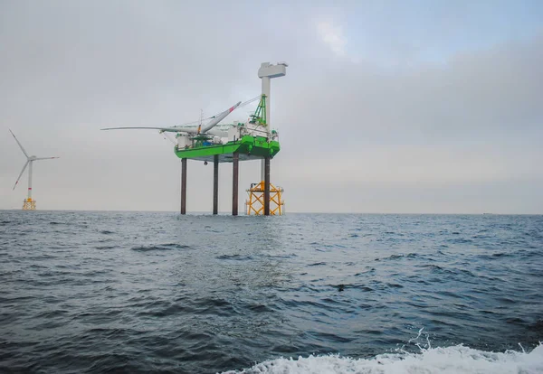 Construção Energia Offshore Parques Eólicos — Fotografia de Stock