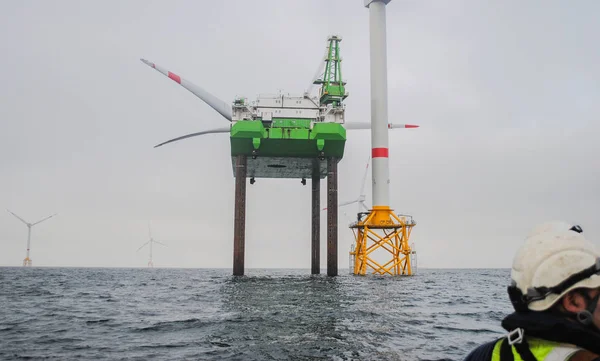 Construção Energia Offshore Parque Eólico — Fotografia de Stock