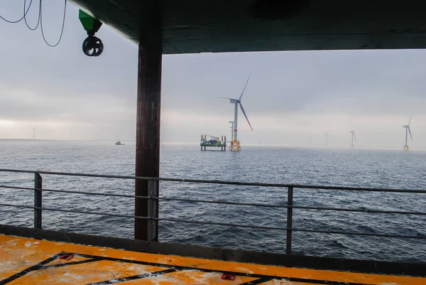 Construção Energia Offshore Parque Eólico — Fotografia de Stock