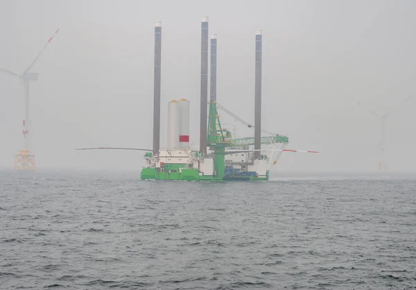 Construção Energia Offshore Parque Eólico — Fotografia de Stock