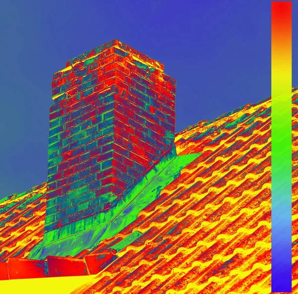 Θερμική Εικόνα Κάμερα Θερμικής Απεικόνισης Από Καμινάδα — Φωτογραφία Αρχείου