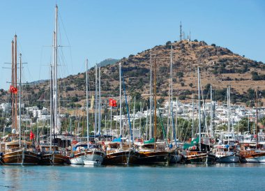Türkiye 'nin Bodrum limanında tekne ve yatlar
