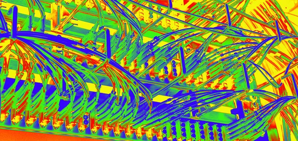 Thermal image with a thermal imaging camera from a network switch and network cable in a data center