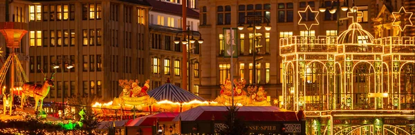 Detailní Fotografie Vánočního Trhu Radničním Trhu Hamburku — Stock fotografie