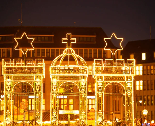 Detail Photograph Christmas Market Hamburg Town Hall Market — стокове фото