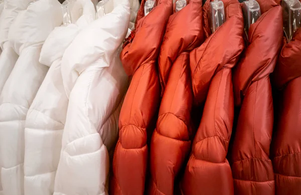 Piumini Moda Inverno Appendiabiti — Foto Stock