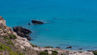 Kos Yunanistan adasının güneyindeki Akdeniz kıyı manzarası