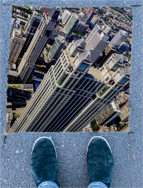 City Chicago Skyline Och Stora Kontorsbyggnader — Stockfoto