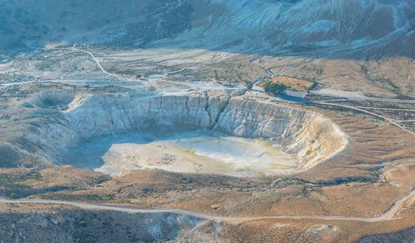 Vulkanischer Krater Stefanos Lakki Tal Der Insel Nisyros Griechenland lizenzfreie Stockfotos