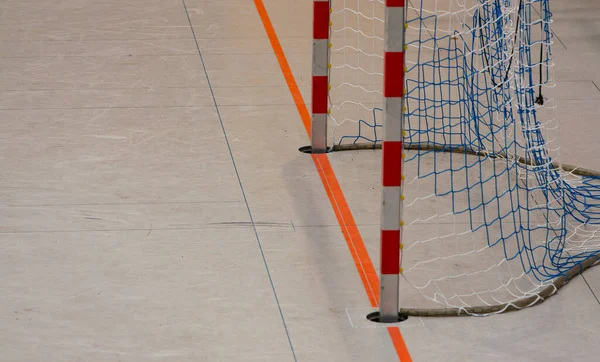 Handballhallenboden Einer Turnhalle Mit Vielfältigen Linien — Stockfoto