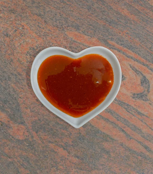 Ketchup Curry Tazón Blanco Para Fotografía Alimentos —  Fotos de Stock