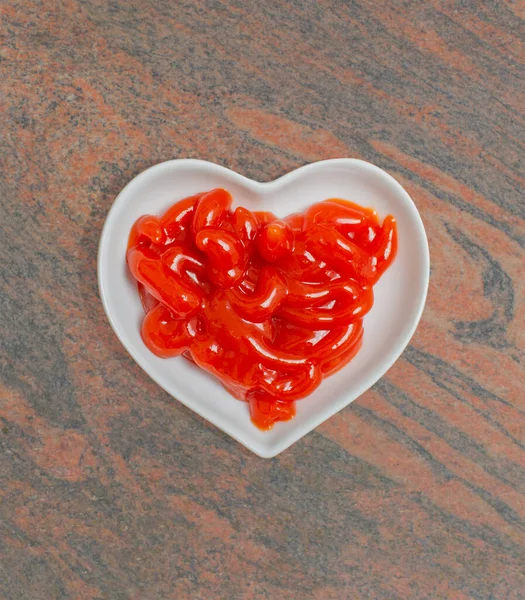 Ketchup Tomate Tazón Blanco Para Fotografía Alimentos —  Fotos de Stock