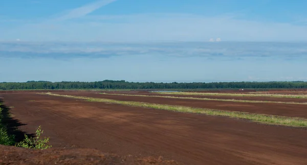 Área Extração Turfa Uma Paisagem Pantanosa Céu Pântano Perto Hamburgo — Fotografia de Stock