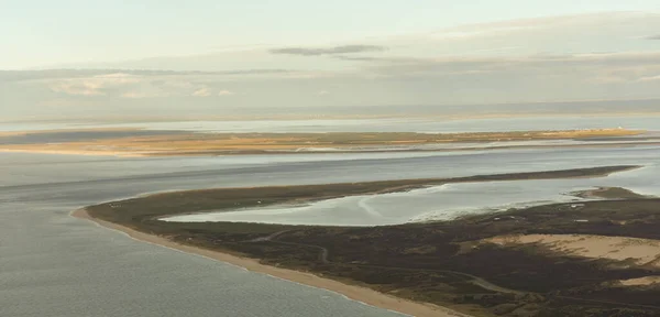 北海海岸和锡尔特岛的空中景观 — 图库照片