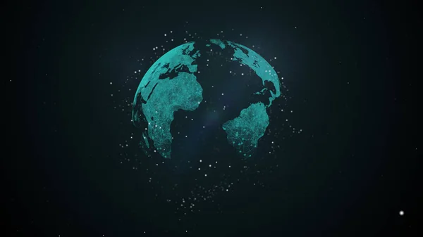 Planeta Tierra holograma globo comunicación y concepto de negocio mundial . — Foto de Stock