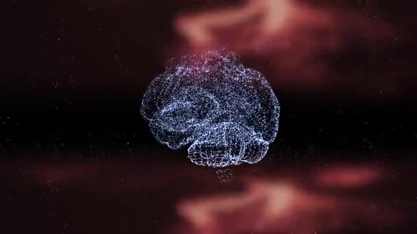 Abstract video of human brain in fire flames against black background. — Stock Video