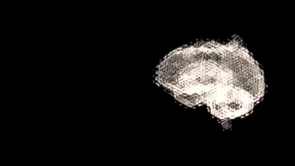 Ologramma cibernetico dinamico del simbolo del cervello con effetto glitch, fluttuante nello spazio . — Video Stock